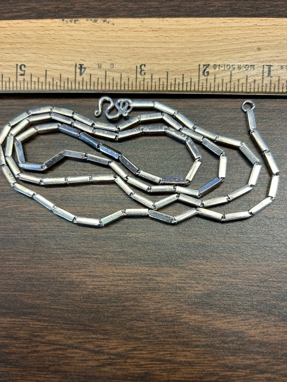 Vintage unisex sterling silver barrel tube cylindrical link chain 30-31 necklace